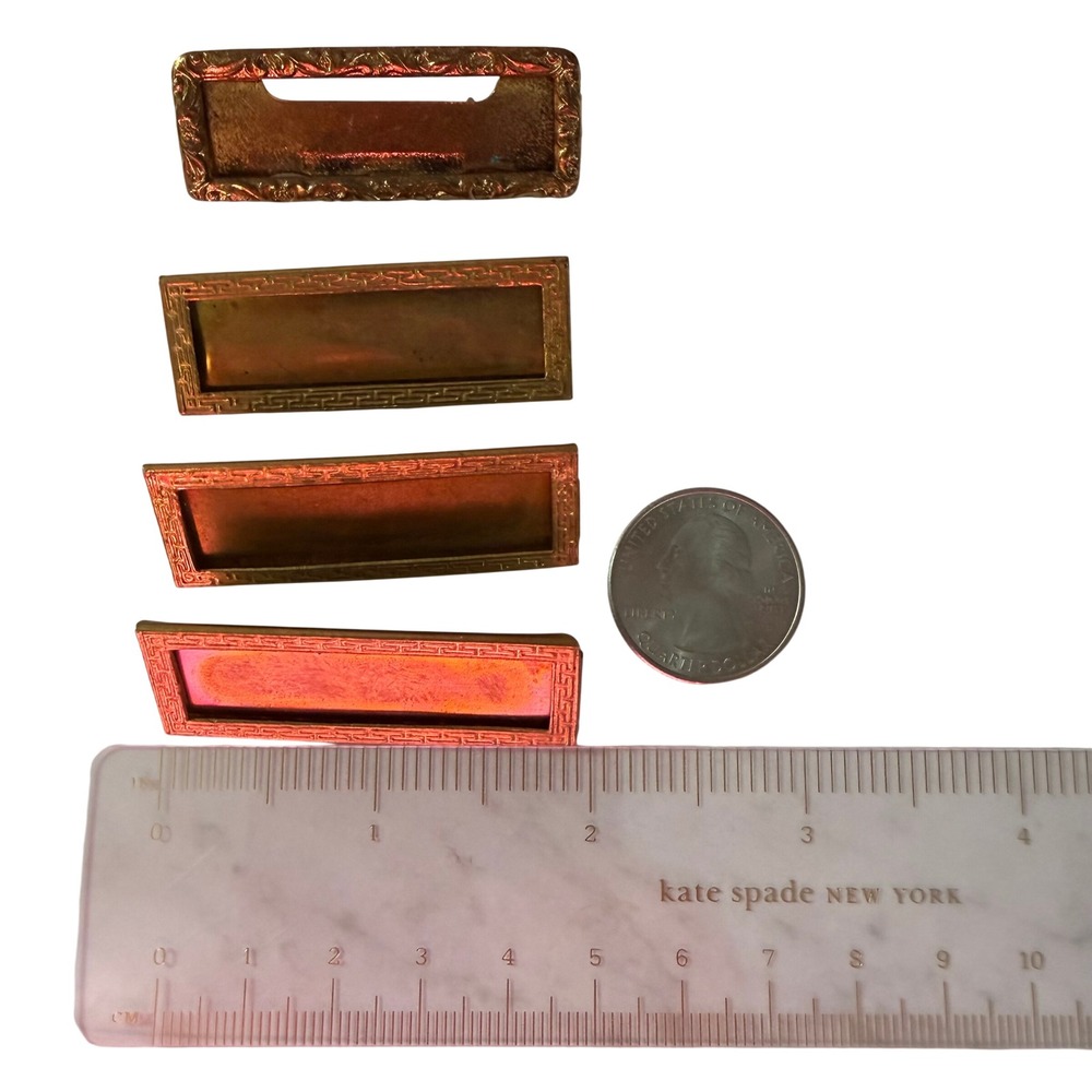 Whitehead Hoag Antique Brass Name Plate Pin + 3 Unbranded Pins Lot of 4